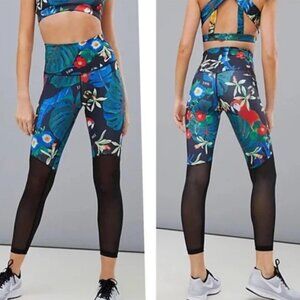 Nike Tropical Print High-Rise Dri-Fit Leggings with Mesh — Size SMALL, like new